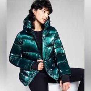 BCBGeneration Feather Free Puffer Coat Emerald Green Jacket Size XL